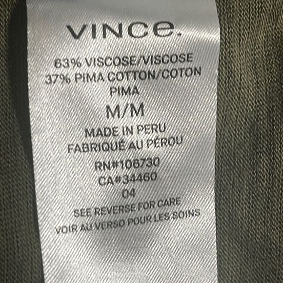 Vince t-shirt mens size medium olive Crew Neck - Picture 9 of 9